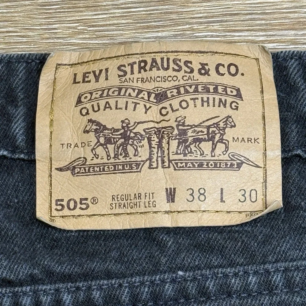 Levi's 505 Orange Tab Jeans Mens 38x30 Vintage USA Black Regular Fit Straight